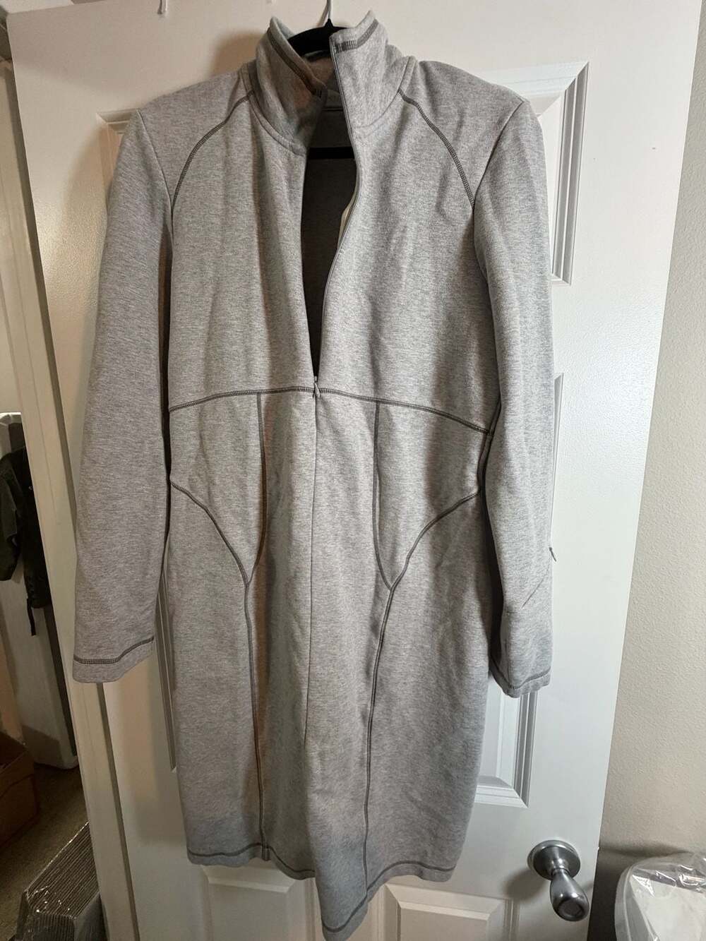 Athleta Cassidy Ponte Knit Half Zip Dress Grey Size L NWOT